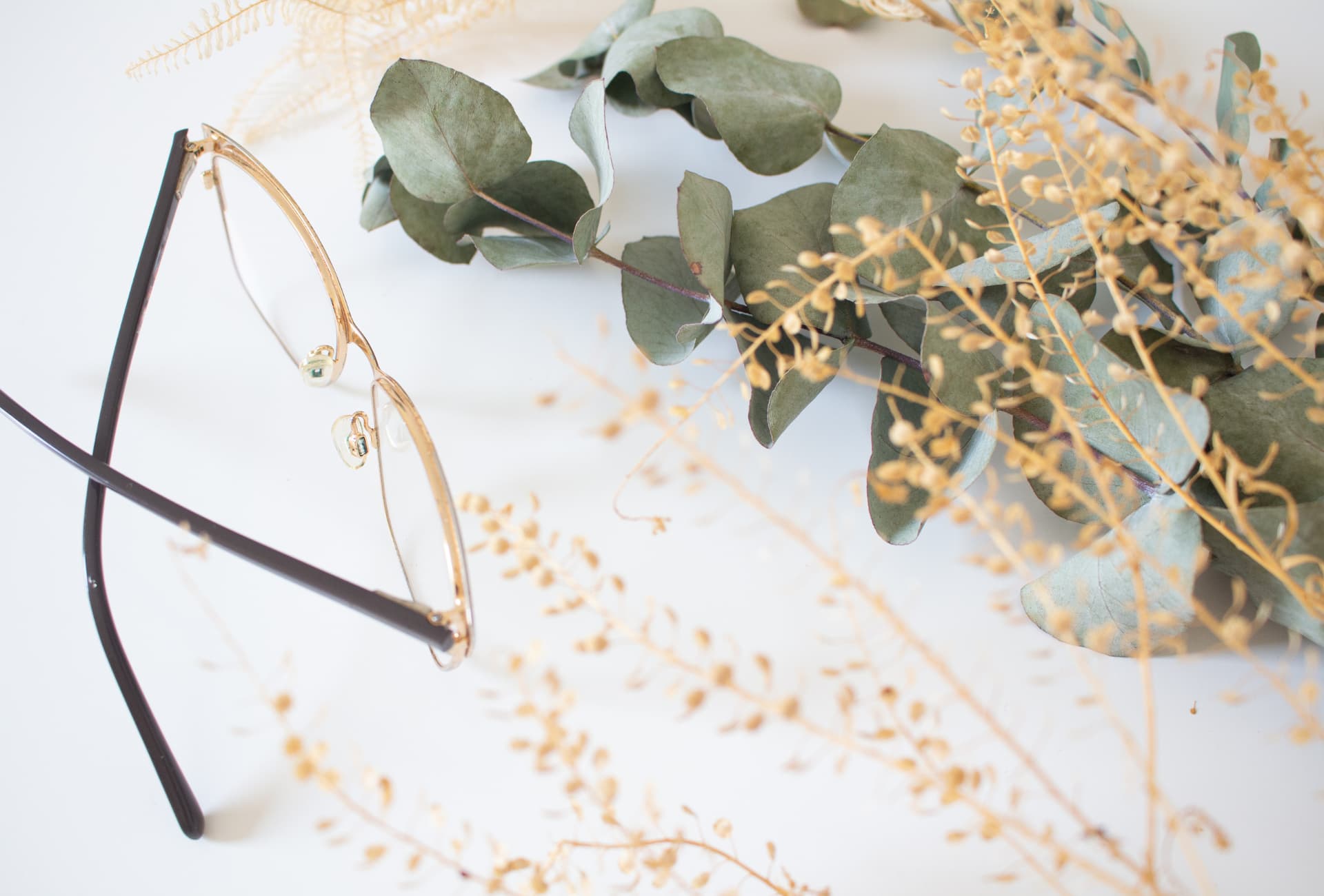 desk with glasses