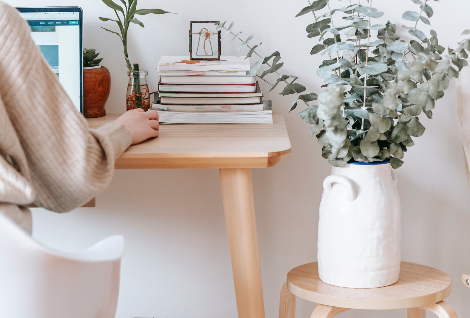 desk with plants desk with plants