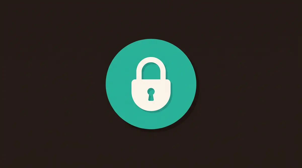not-secure-warning-website-safety-hero Flat icon illustration of a padlock on a teal circle against a dark brown background, representing website security